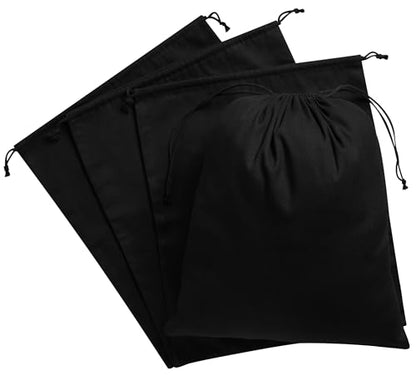 Heavy Duty Cotton Drawstring Bags 4-Pack - 270 GSM Thick Cloth Pouches for Gifts, Travel, Dice, Jewelry, Laundry - Double Drawstring (Rustic Black, 14 x 17 Inches) - color: Rustic Black, size: 14 x 17 Inches
