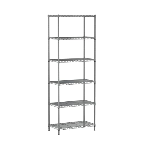 SINGAYE 6 Metal Shelves Wire Shelving Storage Shelf Adjustable Unit Pantry - color: Grey, size: 6 Tier 14"Dx24"Wx72"H