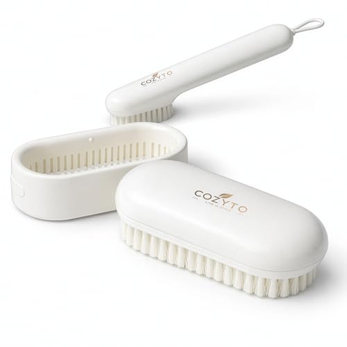 Sova Duo-Pro by COZYTO – Dual Brush Cleaning Set with Wall Holder | Soft Silicone Bristles for Laundry, Shoes & Tight Spaces | No-Drill Mounted Storage for Modern Homes