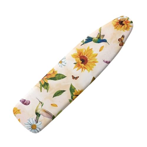 Sunflower Hummingbird Ironing Board Cover and Pad Soft Ironing Board Cover, Non Stick Scorch and Stain Resistant Standard Size 15x54 Inch with Elastic Edges - color: 0 Sunflower Hummingbird