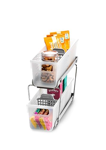madesmart Mini 2-Tier Organizer, Multi-Purpose Slide-Out Storage with Handles and Dividers for Home and Bath, Frost - color: Grey