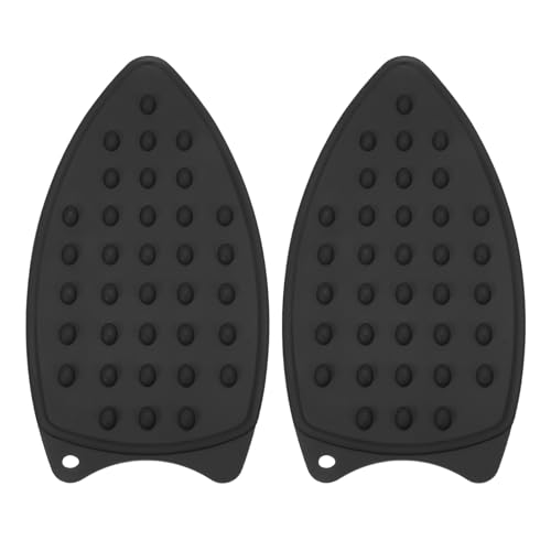 PATIKIL Silicone Iron Rest Pad, 2 Pcs Multipurpose Hot Heat Resistant Iron Rest Plate Protective Pad for Ironing Board Hot Resistant Steamer Steam Compact Mat, Black - color: Black
