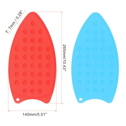 HARFINGTON 2pcs Silicone Iron Rest Pad, Multipurpose Iron Hot Resistant Mat Iron Rest Plate for Ironing Board Hot Heat Resistant Steam Compact Mat, Red/Blue - color: Red/Blue