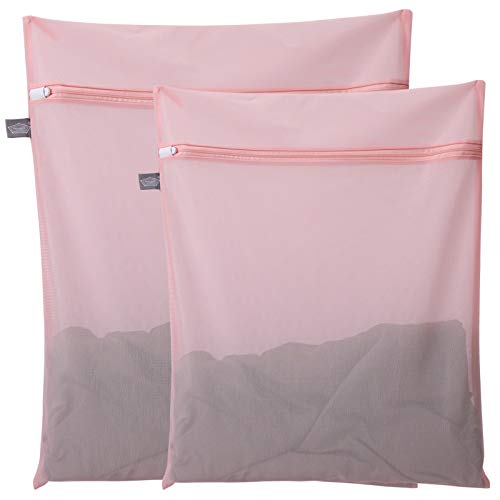 Lingerie Bag for Washing Delicates, Pink Laundry Bag for Delicates, 1L+1M - color: Pink, size: 1L(16x20")+1M(12x16")