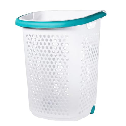 2 Pack, Rolling Plastic Laundry Hamper, White, Adult