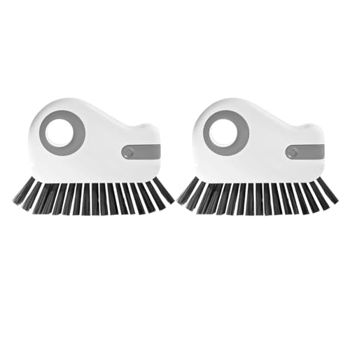2PCS Car 2 in 1 Groove Cleaning Brush, Multifunctional Vehicle Window Track Cleaner Tool with Hidden Scraper, Auto Crevice Gap Grout Scrub Brush for Sliding Door Track, Universal Fit (Gray) - color: Gray