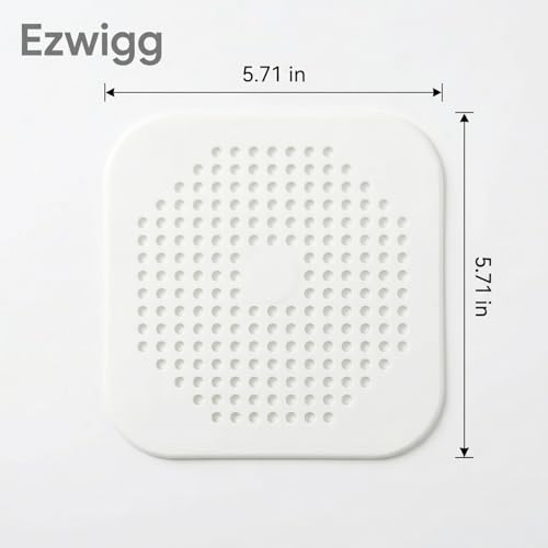5.7 Inch Large Shower Drain Hair Catcher (2-Pack) - Silicone Square Flat Drain Cover, Fits 5" and 6" Standard Shower Drains, Extra Large Hair Catcher for Bathroom Bathtub & Kitchen Sink - White - color: White (2pcs)