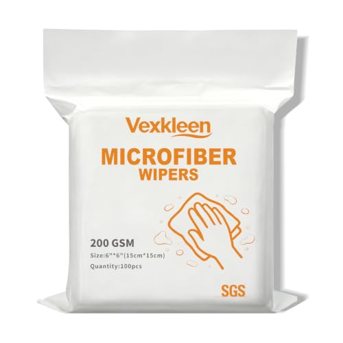 6" x 6" Durable & Absorbent Microfiber Wipes (100 Pcs, 200GSM) - size: 6" x 6" (Pack of 100)