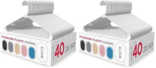 Sharpty Plastic Hangers Clothes Hangers for Clothing, Closet, Coats & Shirts - for Everyday Standard Use, Room Essentials & Basics - 80 Pack - White - color: White, size: 40 (Pack of 2)