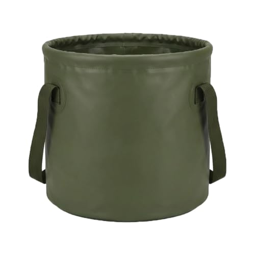 20L 5 Gallon Car Collapsible Bucket with Handle, Folding Leakproof Water Storage Basin, Portable Foldable Water Container for Fishing, Camping, Car Cleaning, Beach, Garden (20L-Green) - size: 20L-GREEN