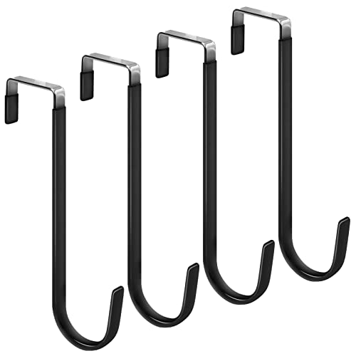 FYY Over the Door Hooks, Single-Hanger 4 Pack, Fits Doors 1.6" Black - color: A Black, size: Long, style: 4 Pack