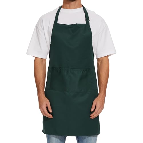 Will Well Kitchen 2 Pack Bib Apron For Men & Women with 2 Pockets - Green - color: 02 - Green, size: 1 Pack