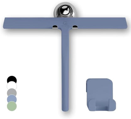 GÜTEWERK Silicone Shower Squeegee with 3-in-1 No-Drill Mount, Blue, 11'' - color: Blue, size: 11 Inches