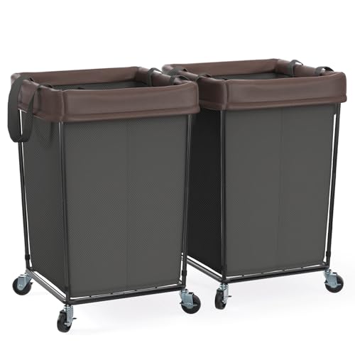 Rolling Laundry Basket with Wheels, Rolling Laundry Hamper with Wheels 2PK - color: Black 2 Pack, size: 160L