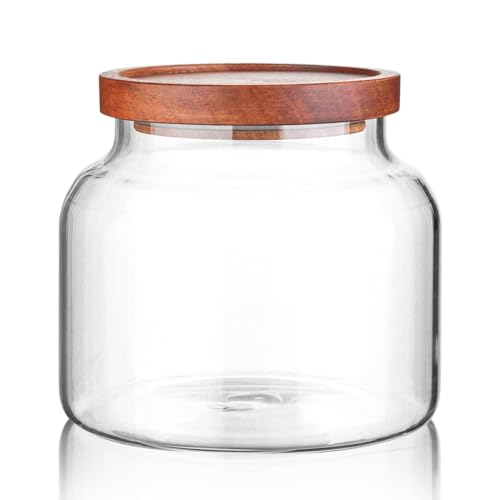 Labina Glass Jar with Wood Lid, Airtight Kitchen Storage Canister - size: B1: 47 Oz 1 pcs