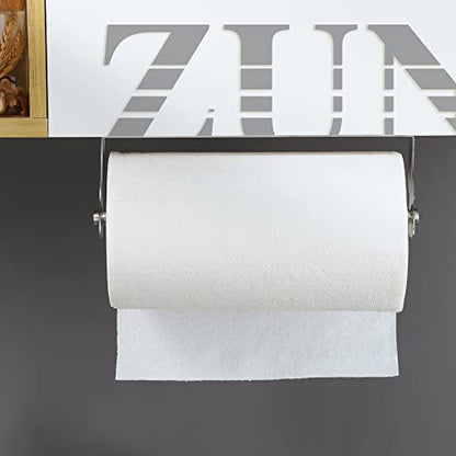 ZUNO Paper Towel Holder Cabinet Door or Under Cabinet, Self Adhesive - color: Brushed Silver/Cabinet Door