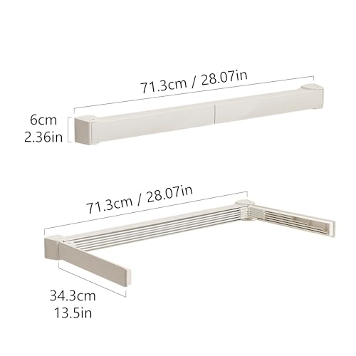 JOOM Wall Mounted Clothes Drying Rack, 27.5 Inch Foldable Rack, White - size: 27.5in