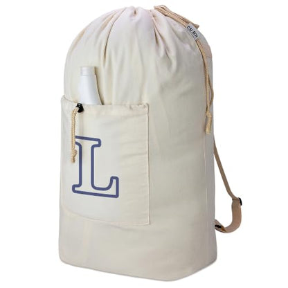 Laundry Bag Backpack Personalized Initial Canvas Laundry Bag, Letter L - color: Letter L, size: X-Large
