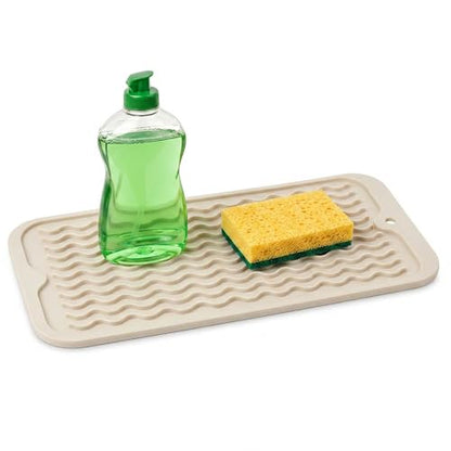 ZLR Small Silicone Drying Mat & Sink Caddy, 6"x12", Cassava White - color: Cassava White, size: 12" x 6"