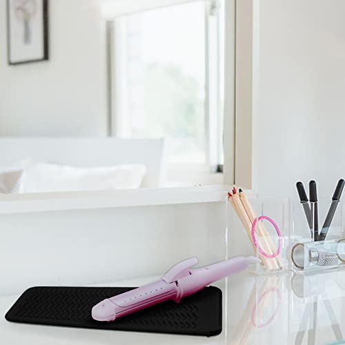 Silicone Heat Resistant Mat Pouch for Hair Straightener,Curling Iron, Black - color: Black, size: 2 Pack