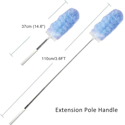 30 Duster Refills with 3.6FT Extension Pole, 360° Disposable Dusters Refills Compatible with Swiffer for Cleaning Furniture, Blinds, Ceiling Fans, Walls