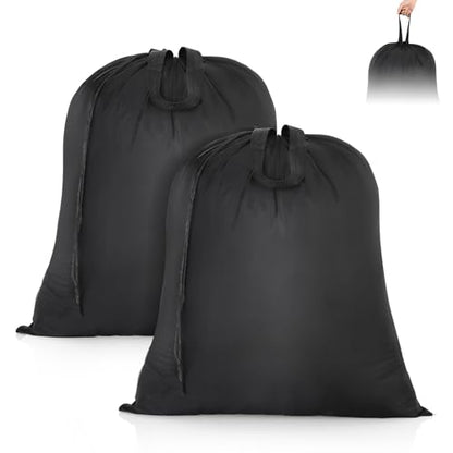 OTraki 2 Pack Washable Travel Laundry Bag 20x24 inch Heavy Duty Laundry Bags with Handles Dirty Clothes Drawstring Laundry Hamper Liner Bag Drying Do Not Exceed 176℉ Black
