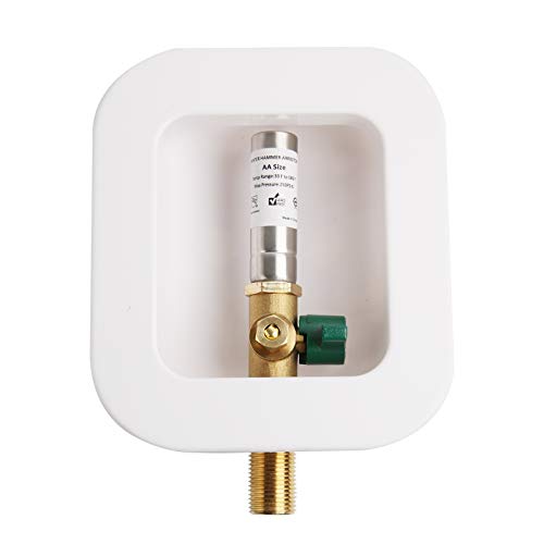 Ice Maker Outlet Box with Water Hammer Arrestor MIP Connection, Lead-Free Brass - size: MIP with water hammer arrestor