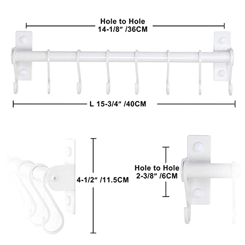 Dseap Kitchen Utensil Holder Hanger, Pot and Pan Rack Wall Mounted, Kitchen Rail with 8 Hooks for Hanging Cooking Utensils, Mugs, Spoons, Wall Mounted, White - color: White