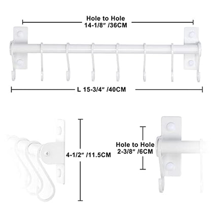 Dseap Kitchen Utensil Holder Hanger, Pot and Pan Rack Wall Mounted, Kitchen Rail with 8 Hooks for Hanging Cooking Utensils, Mugs, Spoons, Wall Mounted, White - color: White