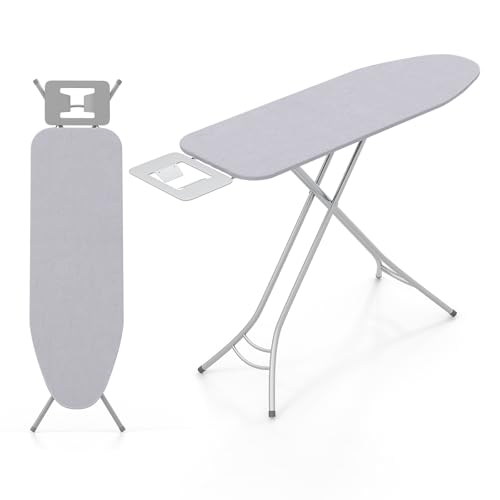GOFLAME Folding Ironing Board, Height Adjustable Ironing Board w/Iron Rest, Removable Cover, Sturdy Metal Frame, 48.5" x 15.5" Compact & Portable Ironing Board for Household (Grey) - color: Gray
