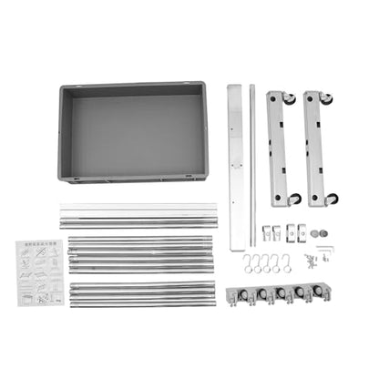 Broom and Mop Holder, Mobile Cleaning Tools Storage Cart with Wheels, Cleaning Supplies Organizer with 5 Slots 12 Hooks and Drip Tray, Janitorial Cart for Home Garage Laundry Room Office