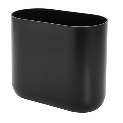 iDesign Small Slim Plastic Bathroom Trash Can, Black - color: Black, style: Pack of 1