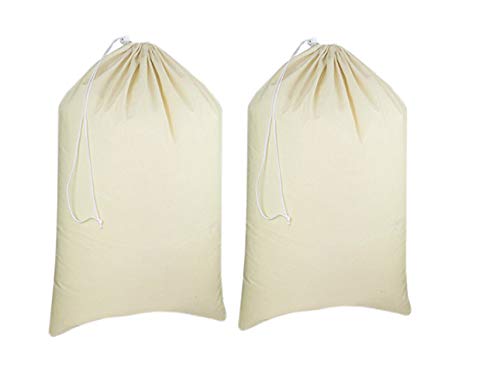 Urban Villa Laundry Bags 2-Pack 28”x36" Extra-Large Cotton Canvas Heavy Duty Washable Durable Travel Laundry Sacks with Drawstring Closure Reusable Hamper Liners for Dirty Clothes Delicates & Lingerie