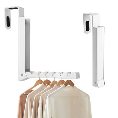 Uenhoy Foldable Over The Door Hanger Hooks for Clothes, Coat Hanger, White