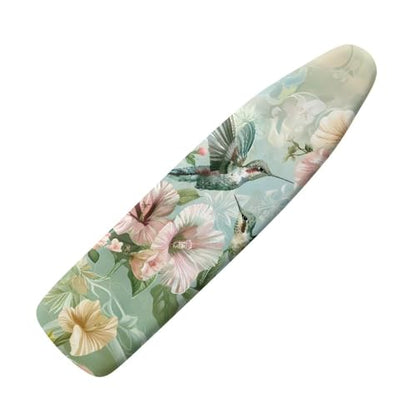 ZDCUSTOM Flower Hummingbird 15x54 Inch Standard Size Iron Covers with Elastic Edge Hook Loop Fasteners Ironing Table Cover Ironing Board Protector - color: Flower Hummingbird-2