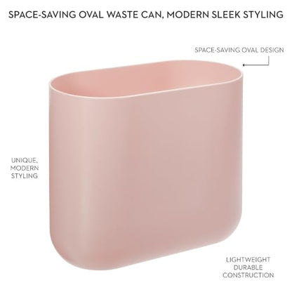 iDesign Small Slim Plastic Bathroom Trash Can, 2-Pack, Pink - color: Pink, style: Pack of 2