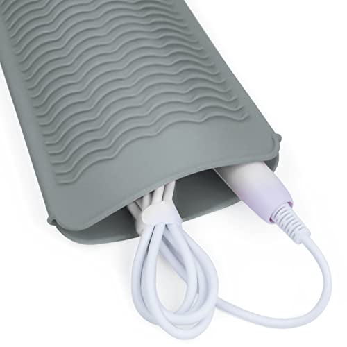 Silicone Heat Resistant Mat Pouch for Hair Straightener,Curling Iron, Grey - color: Grey, size: 2 Pack
