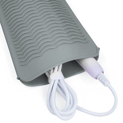 Silicone Heat Resistant Mat Pouch for Hair Straightener,Curling Iron, Grey - color: Grey, size: 2 Pack