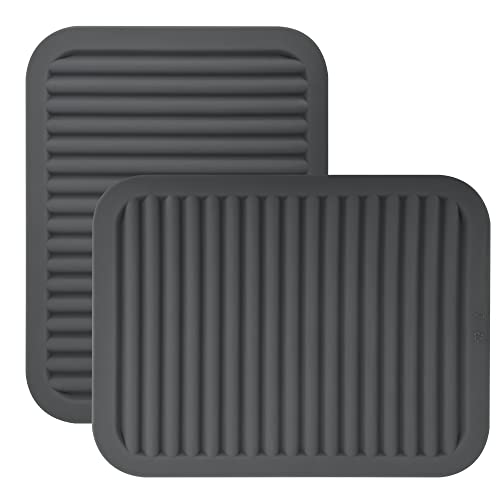 Silicone Trivets for Hot Dishes, Pots & Pans, Hot Pads for Kitchen, Trivets for Quartz Countertops, Hot Pads Silicone Mats for Kitchen Counter,Pot Holders Trivet Mat Set 2, Dark Grey - color: A02: Rectangular-dark Grey