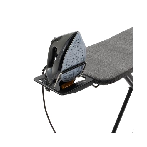 Brabantia Compact Ironing Board with Left/Right Adjustable Steam Iron Rest | Small (Size A) | Fairtrade Denim Gray Cover | Adjustable Height (27-38"), Easy Fold, Anti-Collapse Lock, Non-Slip Feet