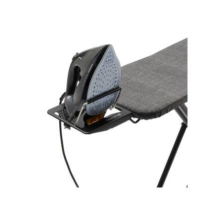 Brabantia Compact Ironing Board with Left/Right Adjustable Steam Iron Rest | Small (Size A) | Fairtrade Denim Gray Cover | Adjustable Height (27-38"), Easy Fold, Anti-Collapse Lock, Non-Slip Feet