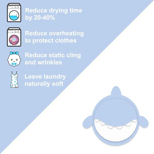 XL Size Wool Dryer Balls 6 Pack- Over 2000 Loads,Whale Shark Appearance,100% Pure New Zealand Wool,Hypoallergenic,Reduces Cloth Wrinkles, and Saves on Drying Time,Cute Pet Plush Toys - color: Blue