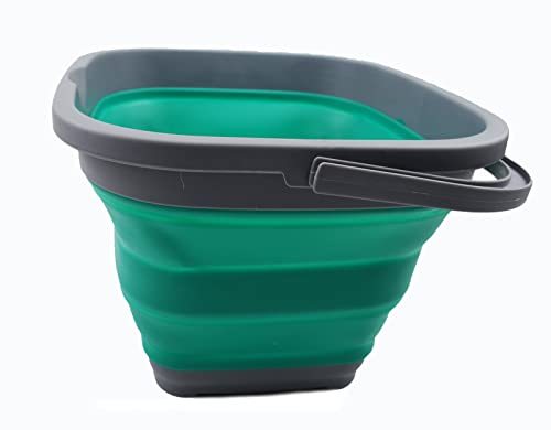 SAMMART 11L (2.9 Gallon) Collapsible Rectangular Handy Bucket (1, Dark Grey/Bluish-Green) - color: Dark Grey/Bluish-green