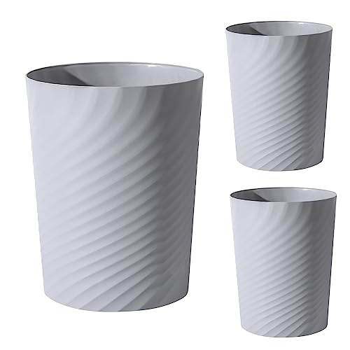 Plastic Small Bathroom Trash Can Wastebasket Garbage Can, Grey, 3 Pack - color: Grey, size: 1.8 Gallon/3 Pack