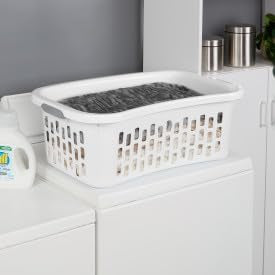 Sterilite HipHold Laundry Basket, Plastic Rectangle Clothes Hamper, 6 Pack - color: White, size: 1.5 Bushel (6 Pack)