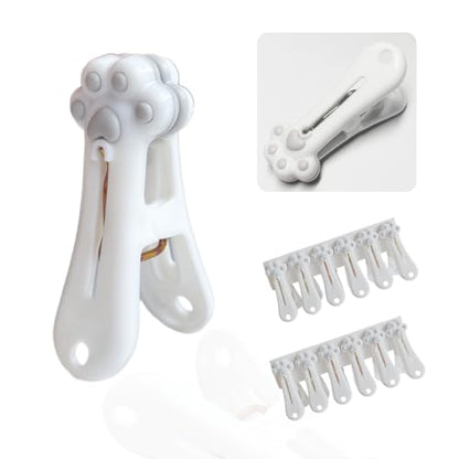 Plastic Clothespins Laundry Clothes Pins (Gray) -12 Pack, Traceless Clothes Pegs, Bag Clips, Food Package Clip, with Cute Cat Claw Pattern - color: Gray, size: 12-Pack