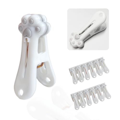 Plastic Clothespins Laundry Clothes Pins (Gray) -12 Pack, Traceless Clothes Pegs, Bag Clips, Food Package Clip, with Cute Cat Claw Pattern - color: Gray, size: 12-Pack