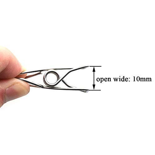 HAHIYO Clothespins Chip Clips All Metal Stainless Steel No Rust Stains Strong Grip in Heavy Wind 1.7 Inches 30 Pack Small Do Not Fall Apart Open Wide for Holding Clothes Snack Bag Clamps - size: 1.7 inch 30 Pack