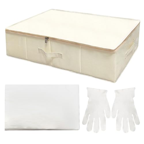 Wedding Dress Storage Box Kit - Rectangular with 40 Sheets Acid-Free Tissue Paper & Microfiber Gloves