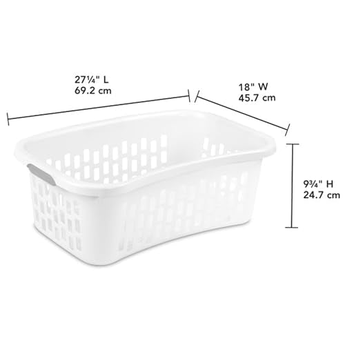 Sterilite HipHold Laundry Basket, Plastic Rectangle Clothes Hamper, 6 Pack - color: White, size: 1.5 Bushel (6 Pack)